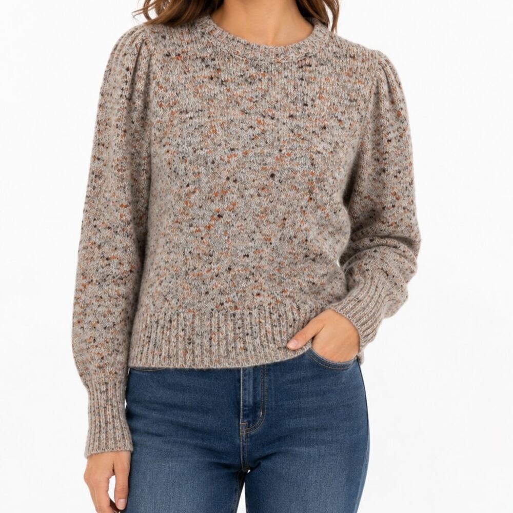 ModCloth Marled Speckled Knit Sweater Small Oatmeal Crew Neck Cozy Cottagecore